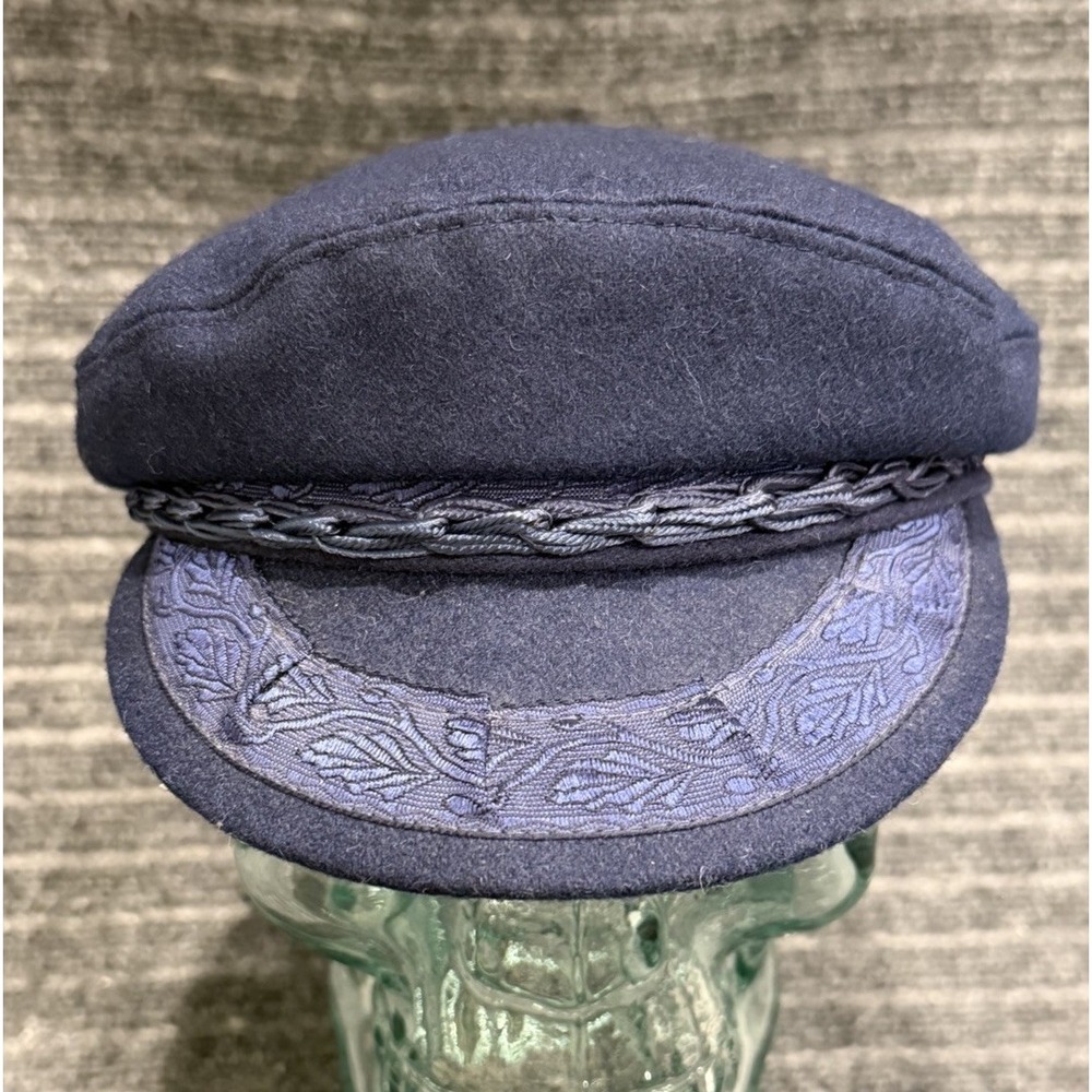 Aegean Greek Fisherman's Cap Hat Navy Blue Wool Handmade In Greece Size 7 NWT